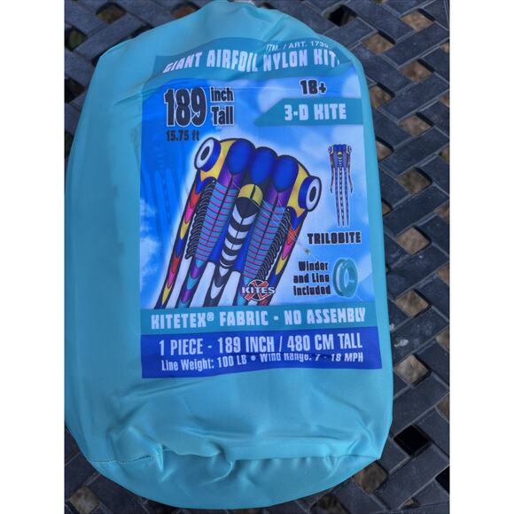 Giant 189" Trilobite Airfoil Nylon 3D Kite For Adults +Bag + Winder + 100lb line - Picture 1 of 2